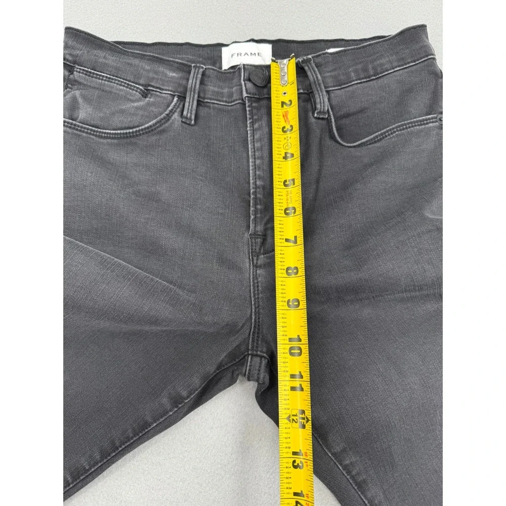 FRAME Le High Straight Slim Fit Jeans Womens 29 Black Raw Hem Kerry LHSTRA208 - Picture 8 of 12